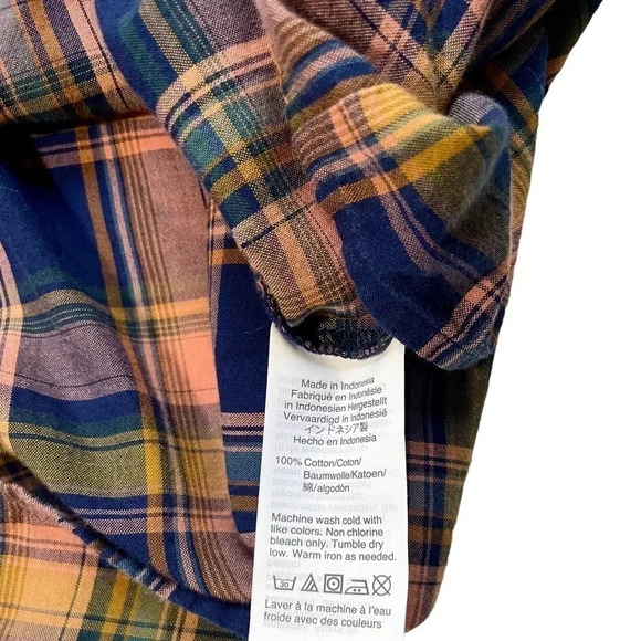 Madewell Tie Hem Plaid Button Down Top - Picture 4 of 5